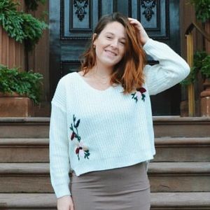 Shein Floral Cropped Sweater